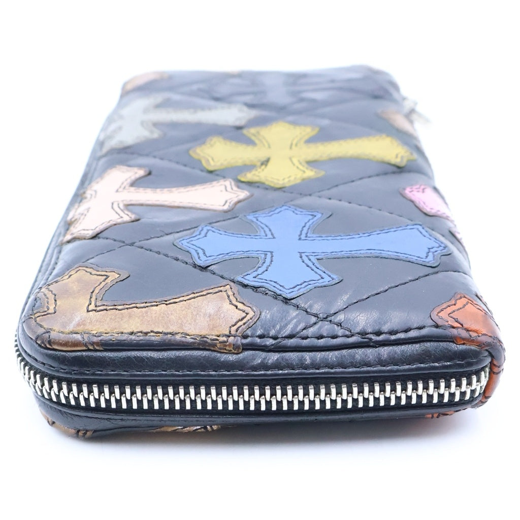 CHROME HEARTS(クロムハーツ) REC F ZIP QUILTED マルチセメタリークロスキルティングレザーウォレット財布 マルチ/ブラック