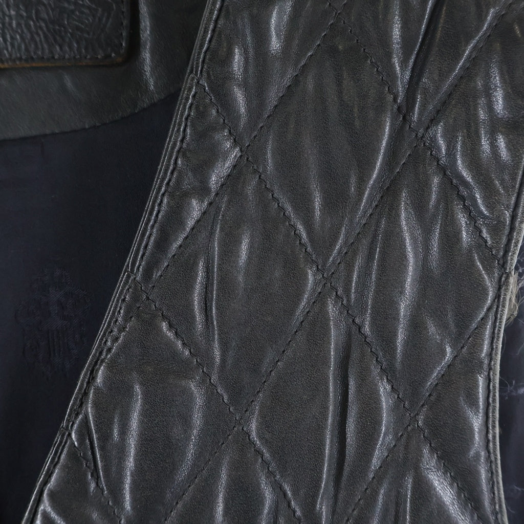 CHROME HEARTS(クロムハーツ) QUILTING ZIP FRNT VEST レザーキルティングステッチダガージップベスト ブラック/シルバー