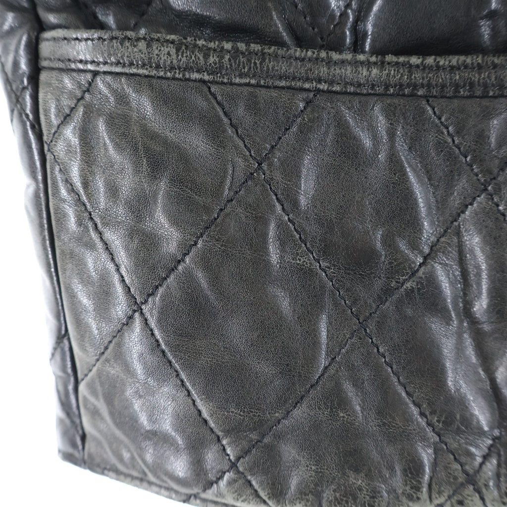 CHROME HEARTS(クロムハーツ) QUILTING ZIP FRNT VEST レザーキルティングステッチダガージップベスト ブラック/シルバー