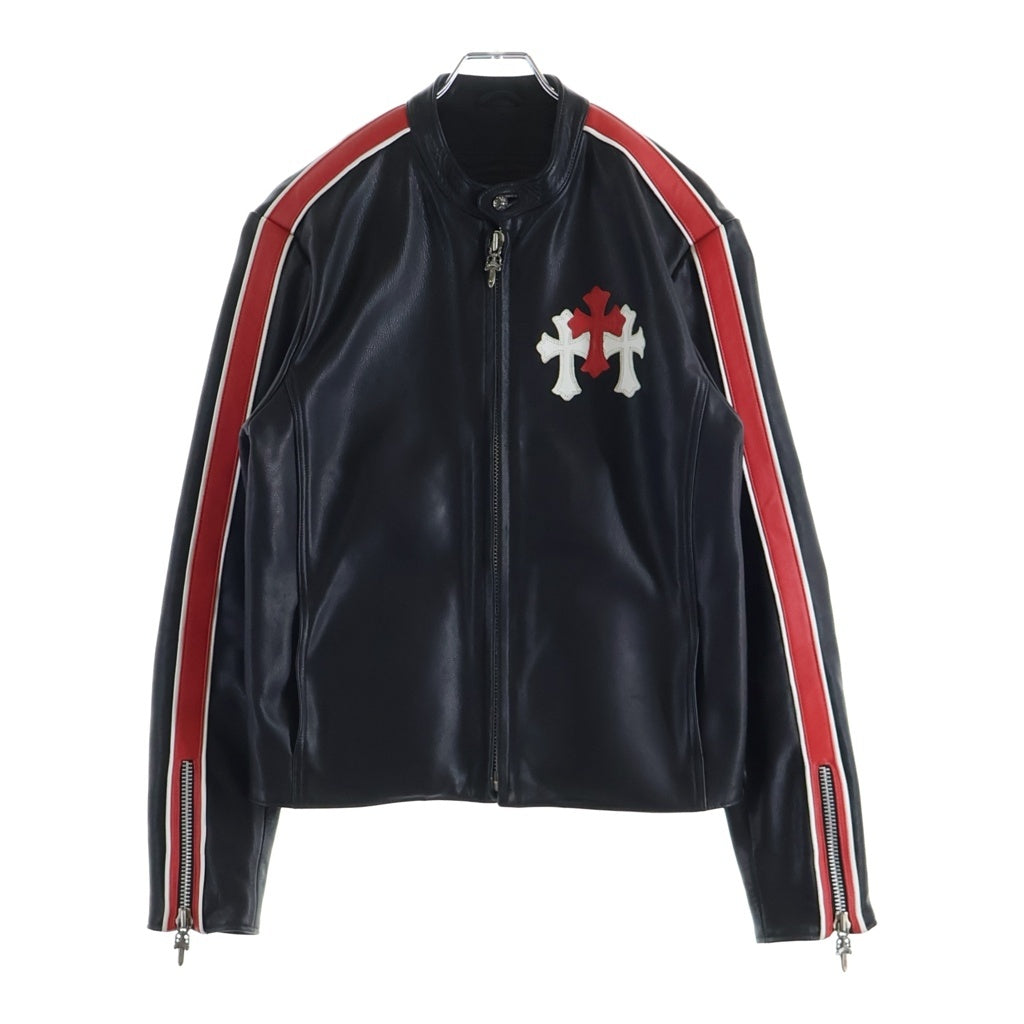 CHROME HEARTS(クロムハーツ) RACING2 AOYAMA LTD レーシング2 青山限定 セメタリークロスパッチ付きレザージャケット ブラック/レッド/ホワイト