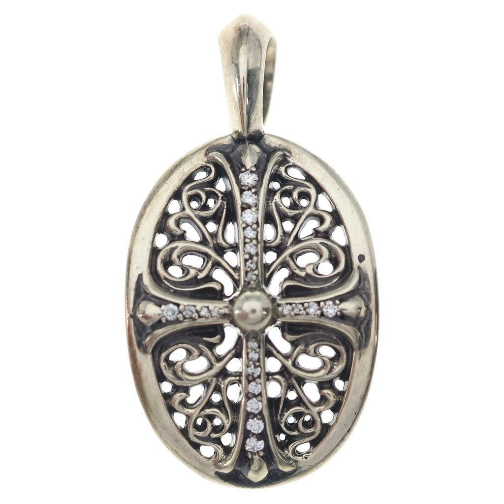 CHROME HEARTS(クロムハーツ) CLSC OVAL P DMND クラシックオーバル PAVEダイヤ シルバー ネックレストップ