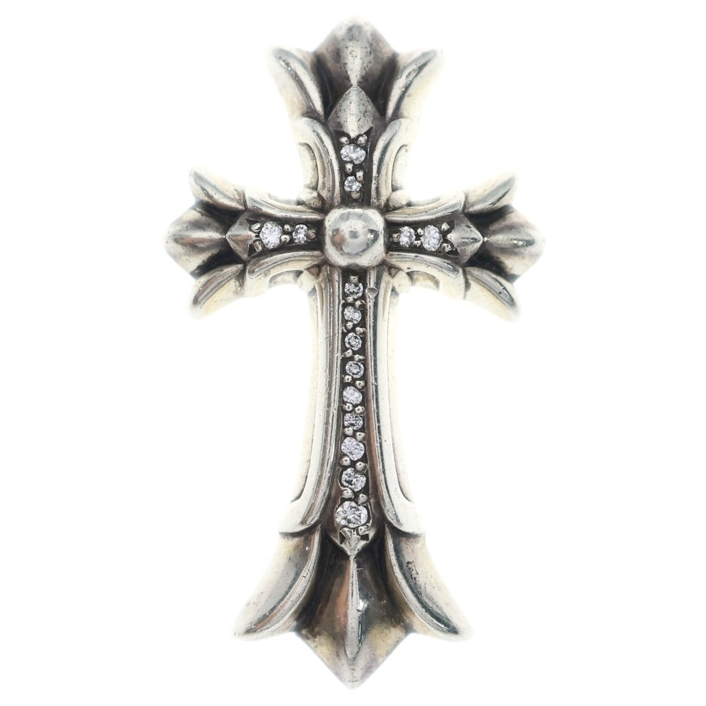 CHROME HEARTS(クロムハーツ) DBL CH CRS SML P/D スモールダブルCHクロス PAVEダイヤ ペンダント/シルバーネックレストップ
