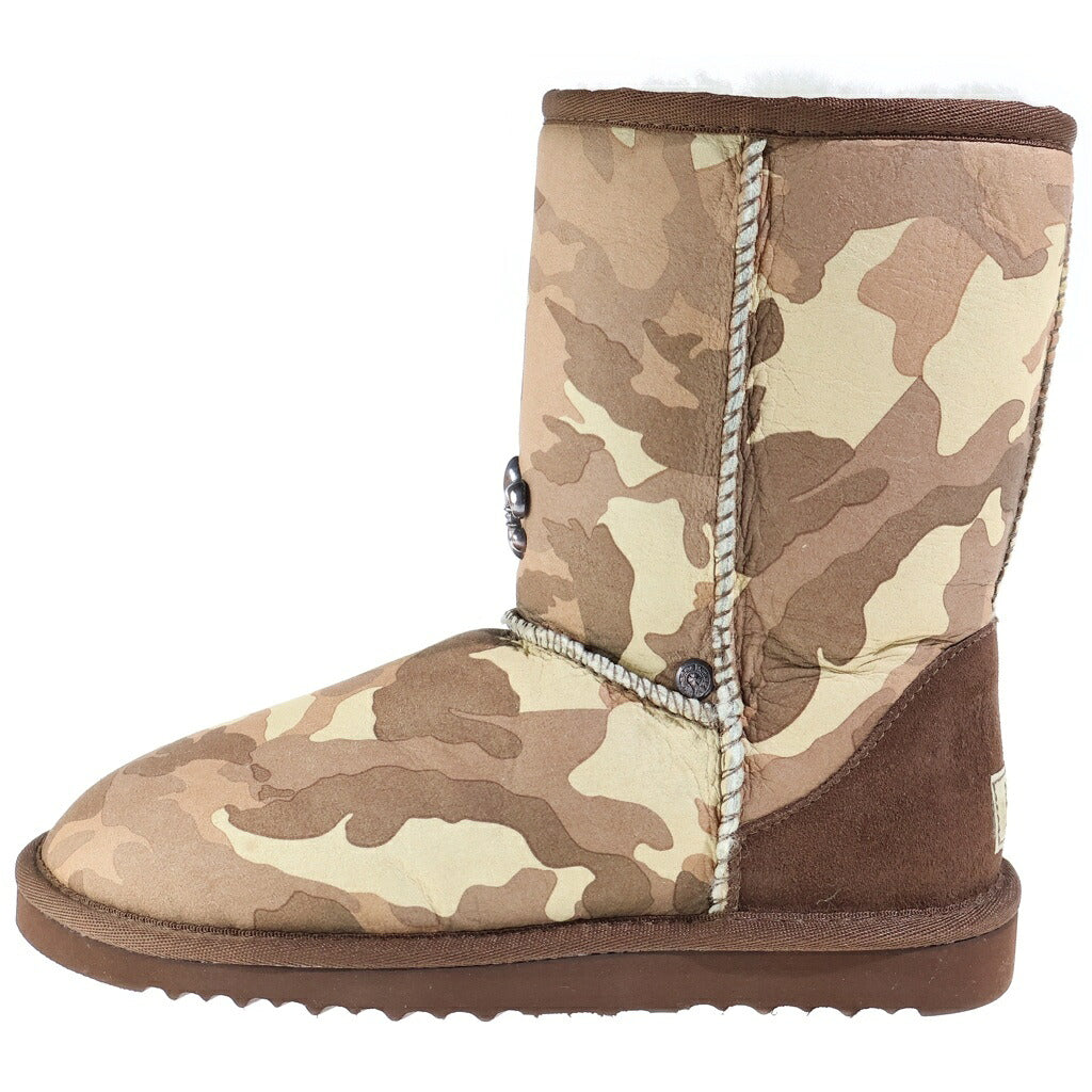 CHROME HEARTS(クロムハーツ) UGG MIAMI LTD アグ BSフレア装飾ムートンレザーブーツ カモフラ/ベージュ/ブラウン