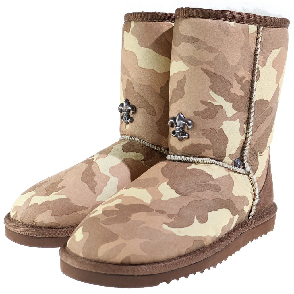 CHROME HEARTS(クロムハーツ) UGG MIAMI LTD アグ BSフレア装飾ムートンレザーブーツ カモフラ/ベージュ/ブラウン