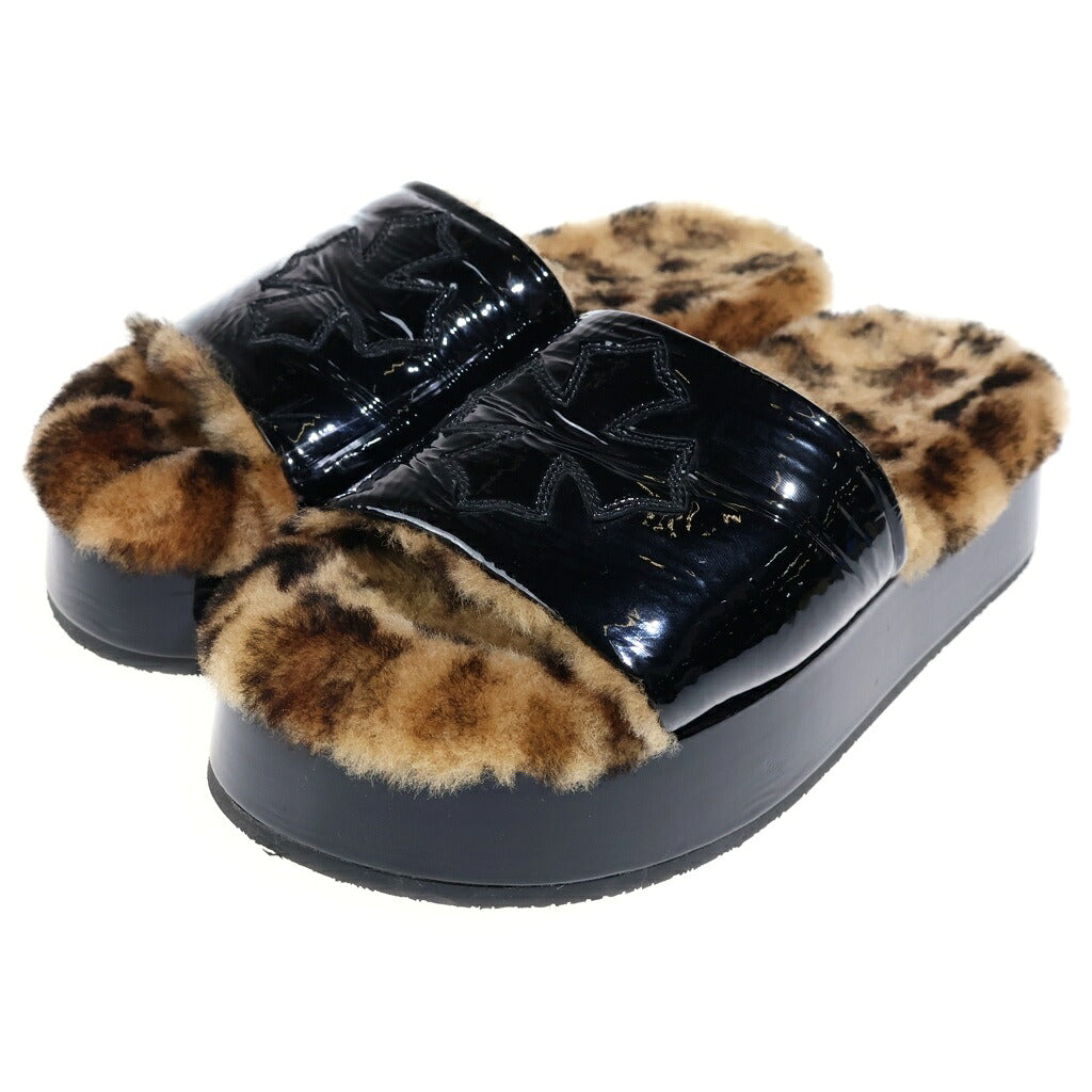 CHROME HEARTS(クロムハーツ) セントバース限定 CHプラスパッチファー付き パテントレザーサンダル ブラック/ベージュ