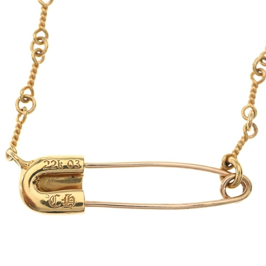 CHROME HEARTS(クロムハーツ) 22K SAFETY PIN T20 1DIAセーフティピンツイストチェーン 1ダイヤ ゴールドネックレス