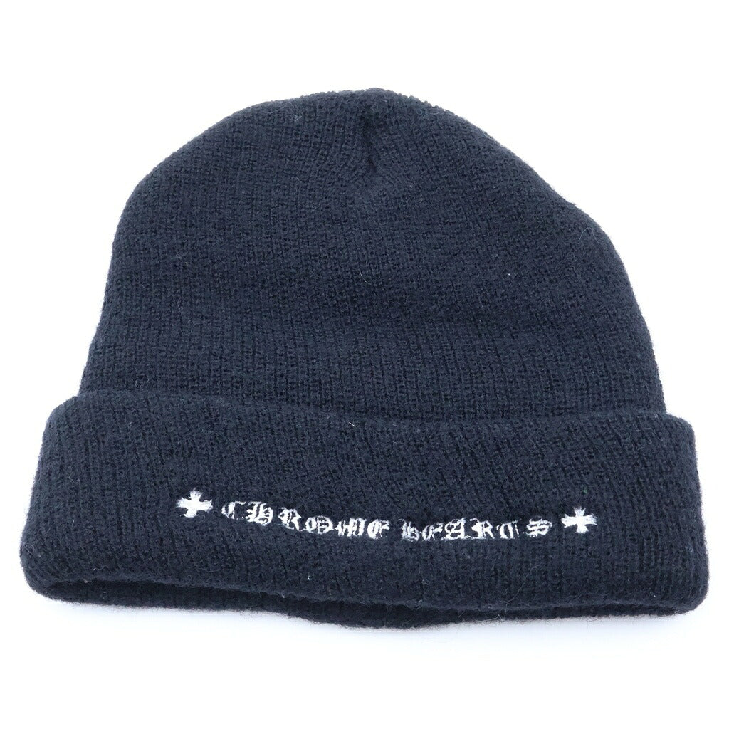 CHROME HEARTS(クロムハーツ) WOOL WATCH CAP ウールワッチキャップ CHプラス刺繍ビーニーニット帽子 ブラック/ホワイト
