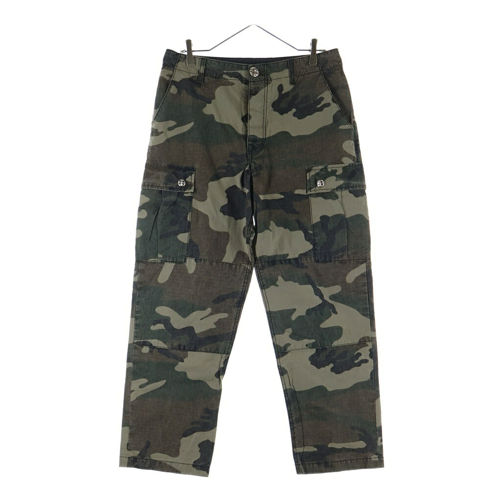 CHROME HEARTS(クロムハーツ) DEVIL DOG クロスパッチ付きクロスボールボタンカモフラロングパンツ カーキ/ベージュ