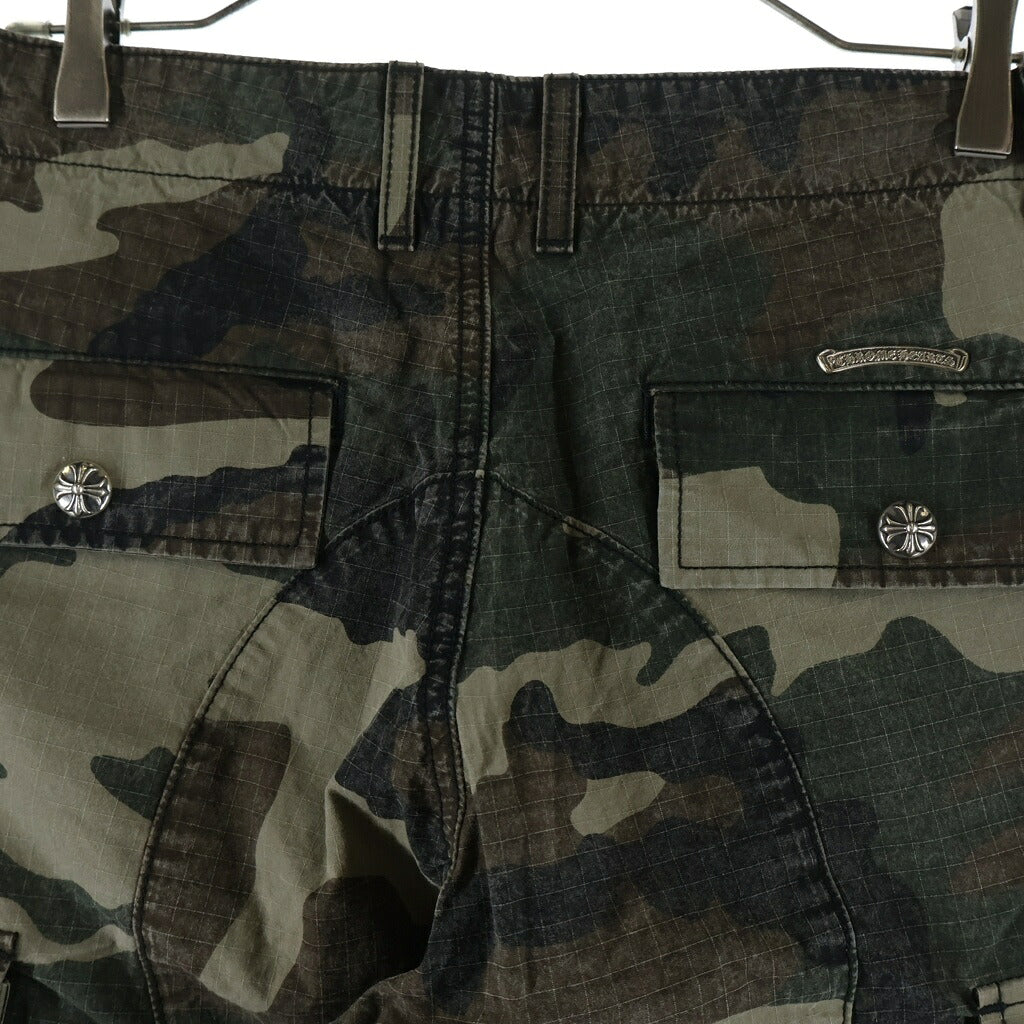 CHROME HEARTS(クロムハーツ) DEVIL DOG クロスパッチ付きクロスボールボタンカモフラロングパンツ カーキ/ベージュ