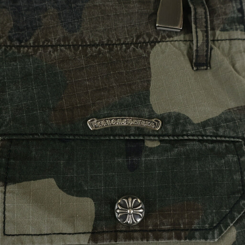 CHROME HEARTS(クロムハーツ) DEVIL DOG クロスパッチ付きクロスボールボタンカモフラロングパンツ カーキ/ベージュ