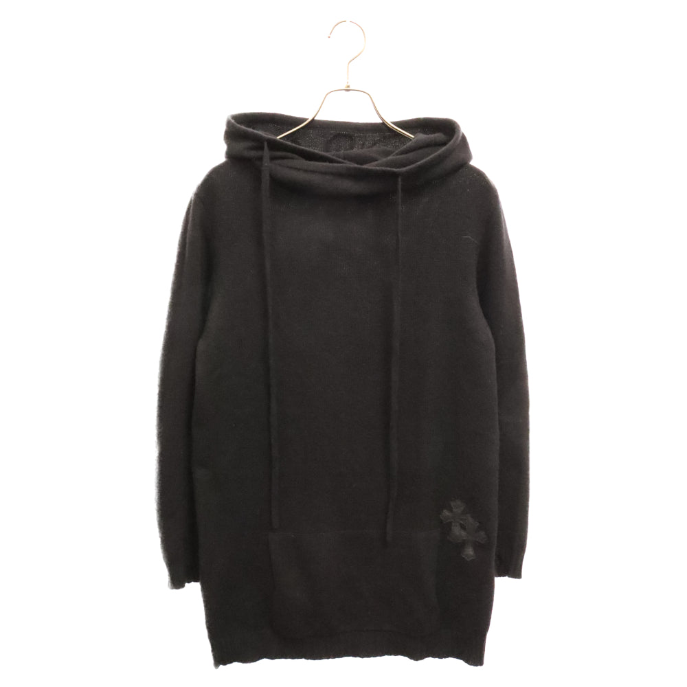CHROME HEARTS(クロムハーツ) カシミア クロスパッチ プルオーバーパーカーニット ブラック