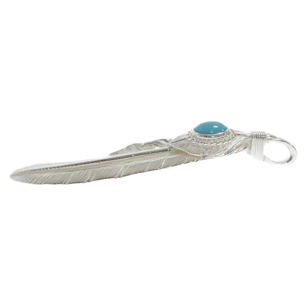 goro's(ゴローズ) 【新品現行】上銀銀縄ターコイズ特大フェザー 右向き ネックレストップ シルバー