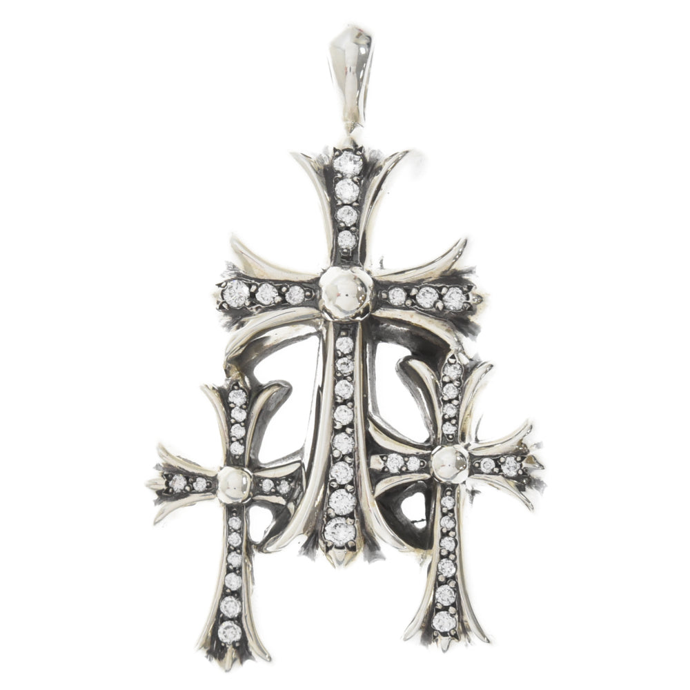 CHROME HEARTS(クロムハーツ) TRIPLE CROSS P DIA トリプルクロスパヴェダイヤ シルバー ネックレストップ