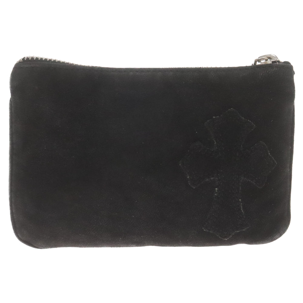 CHROME HEARTS(クロムハーツ) ZPR CHNG PURSE CRS チェンジパース クロスパッチ デストロイレザー ダガージップ コインケース ブラック