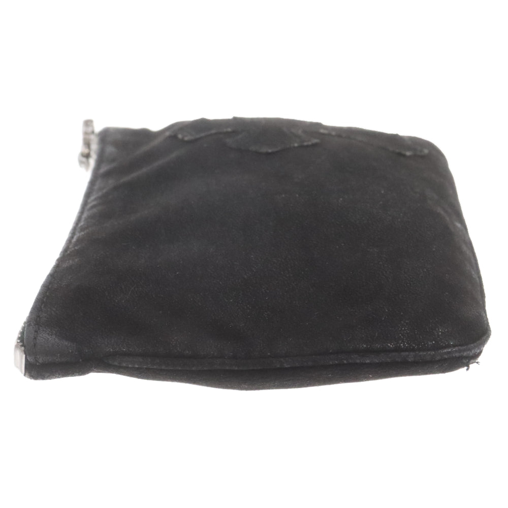 CHROME HEARTS(クロムハーツ) ZPR CHNG PURSE CRS チェンジパース クロスパッチ デストロイレザー ダガージップ コインケース ブラック