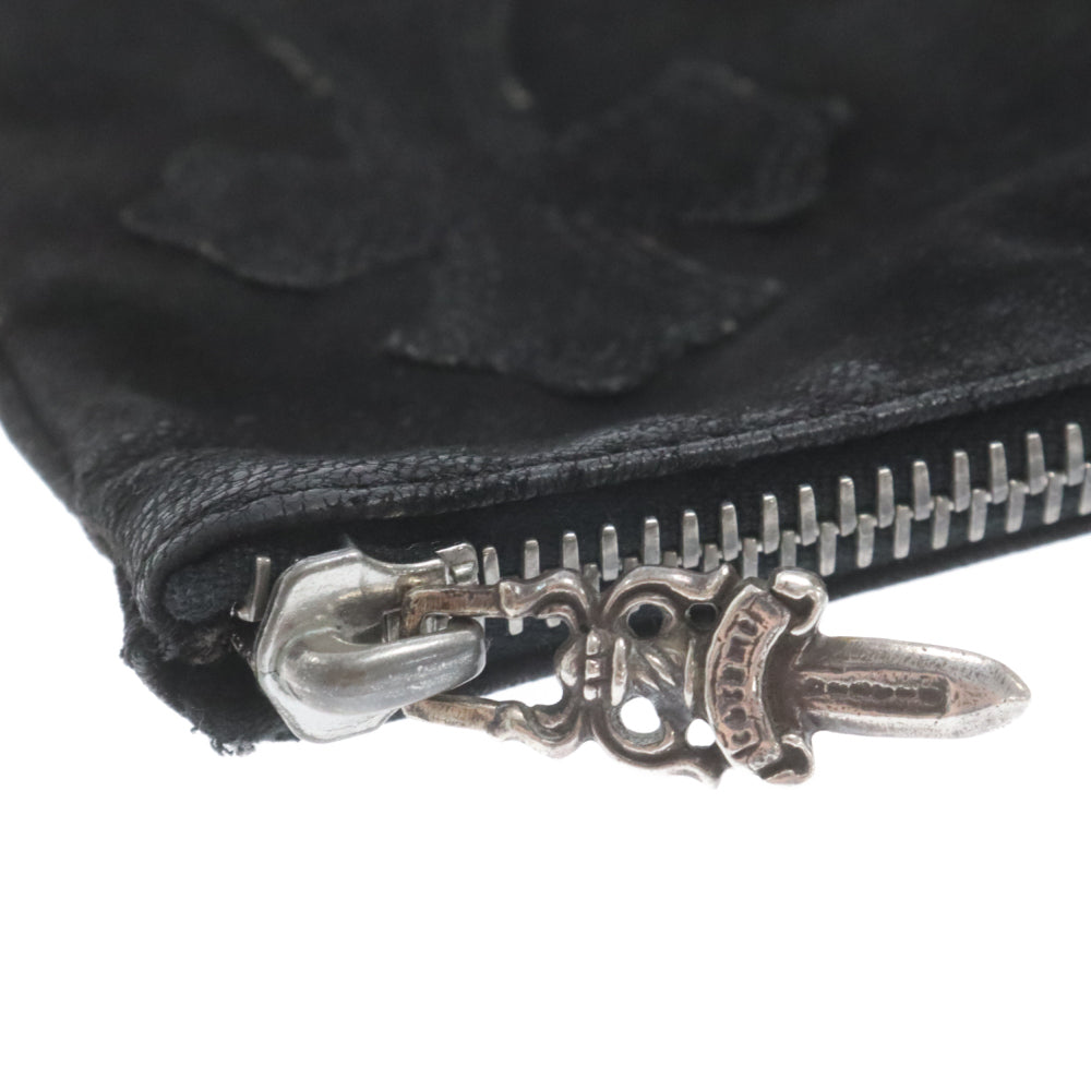 CHROME HEARTS(クロムハーツ) ZPR CHNG PURSE CRS チェンジパース クロスパッチ デストロイレザー ダガージップ コインケース ブラック