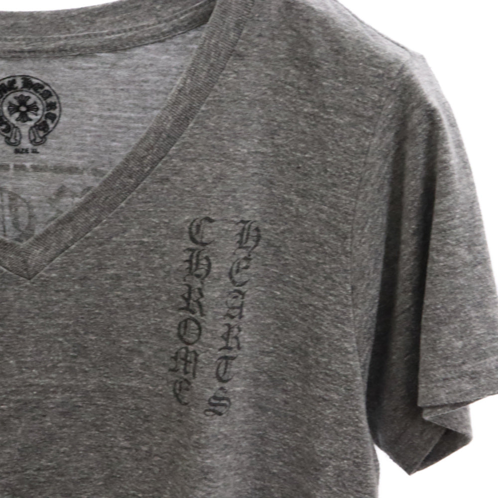 CHROME HEARTS(クロムハーツ) LOGO S/S TEE サイドロゴプリント Vネック 半袖Tシャツ グレー