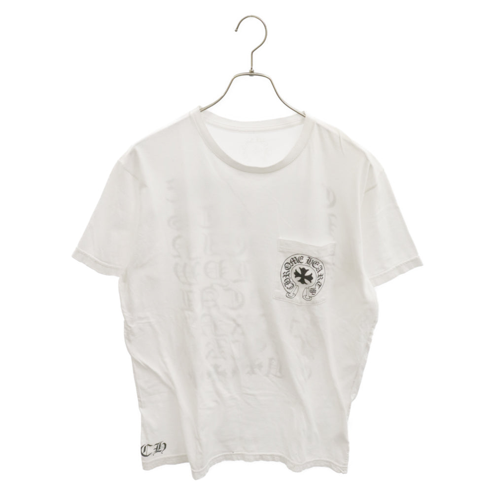 CHROME HEARTS(クロムハーツ) MADE IN HOLLYWOOD T-SHIRT スクロールラベルプリント 半袖Tシャツカットソー ホワイト/イエロー
