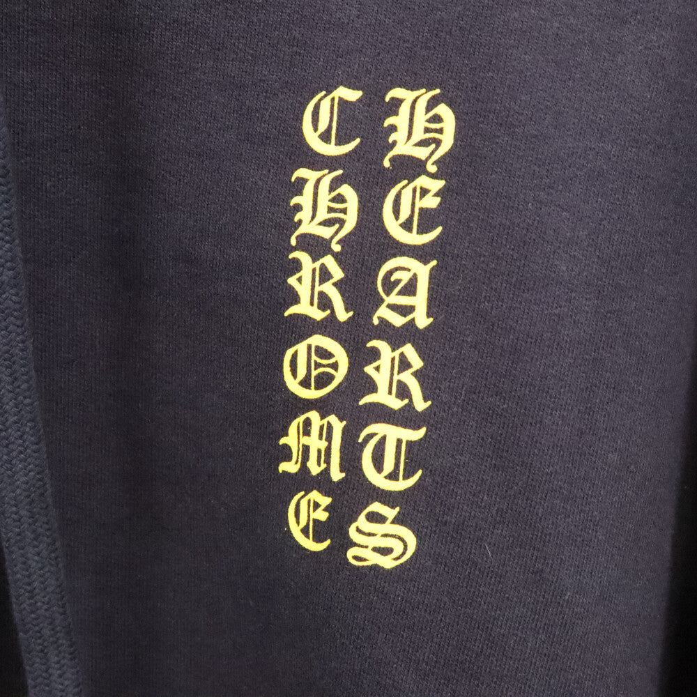 CHROME HEARTS(クロムハーツ) Yellow Sleeve Logo Pullover Hoodie イエロースリーブ ロゴ プルオーバー パーカー 袖ロゴ ロゴプリント ネイビー