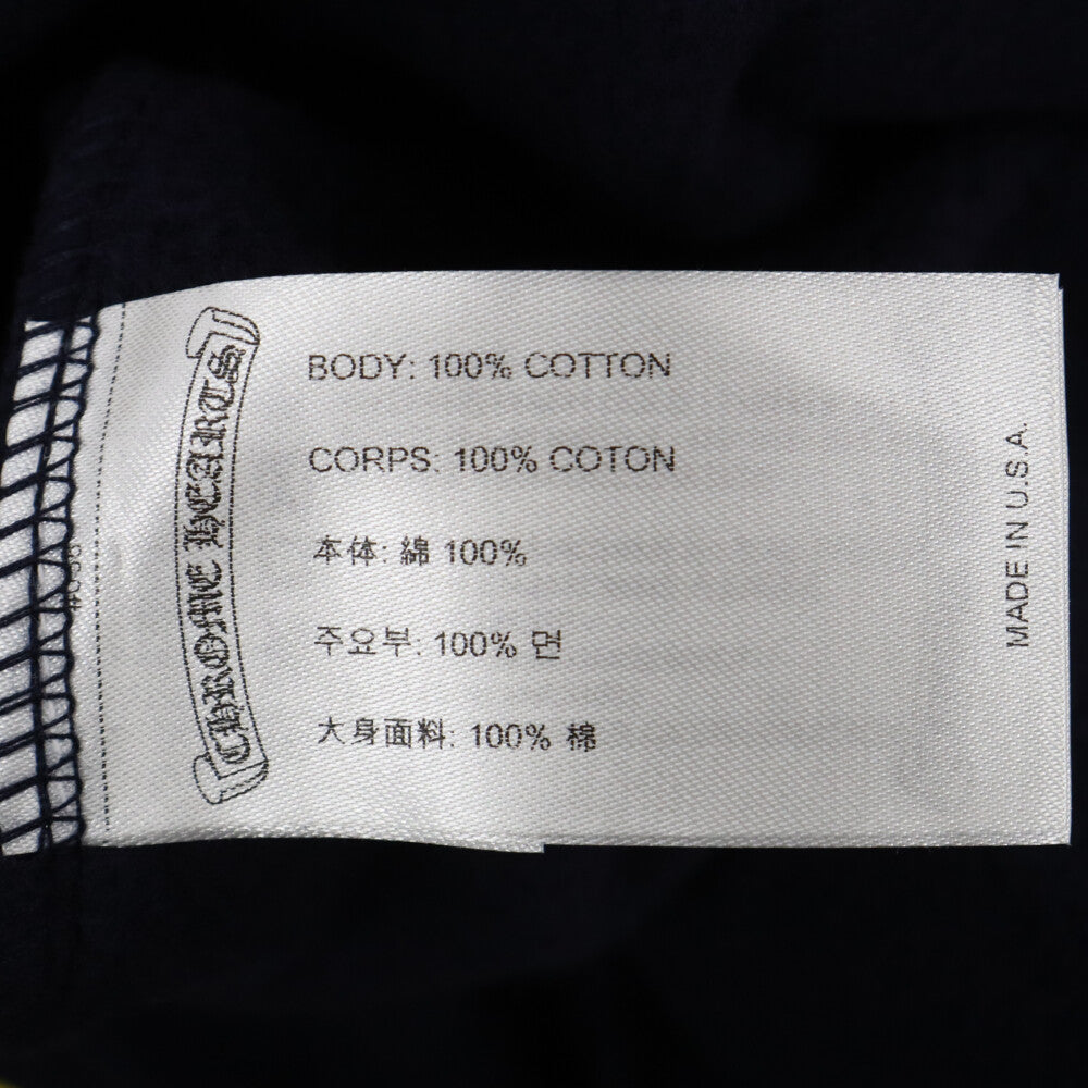 CHROME HEARTS(クロムハーツ) Yellow Sleeve Logo Pullover Hoodie イエロースリーブ ロゴ プルオーバー パーカー 袖ロゴ ロゴプリント ネイビー