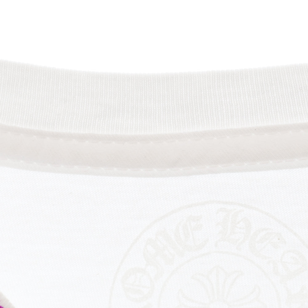 CHROME HEARTS(クロムハーツ) Old English Neck Logo Pastel Purple S/S Tee オールドイングリッシュネックロゴパステルパープルロングスリーブ半袖Tシャツ ホワイト/パープル