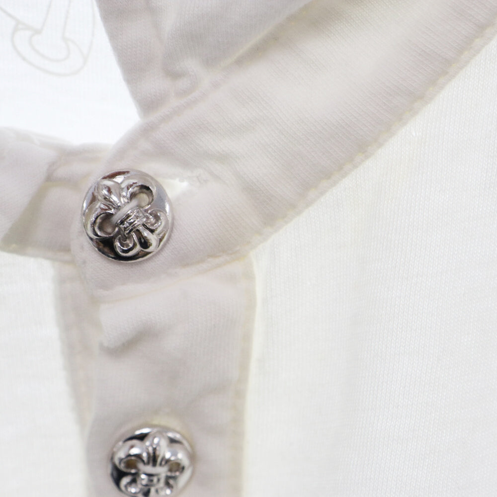 CHROME HEARTS(クロムハーツ) CH POLO S/S BSフレアロジウムボタン CHロゴプリント 半袖ポロシャツ ホワイト