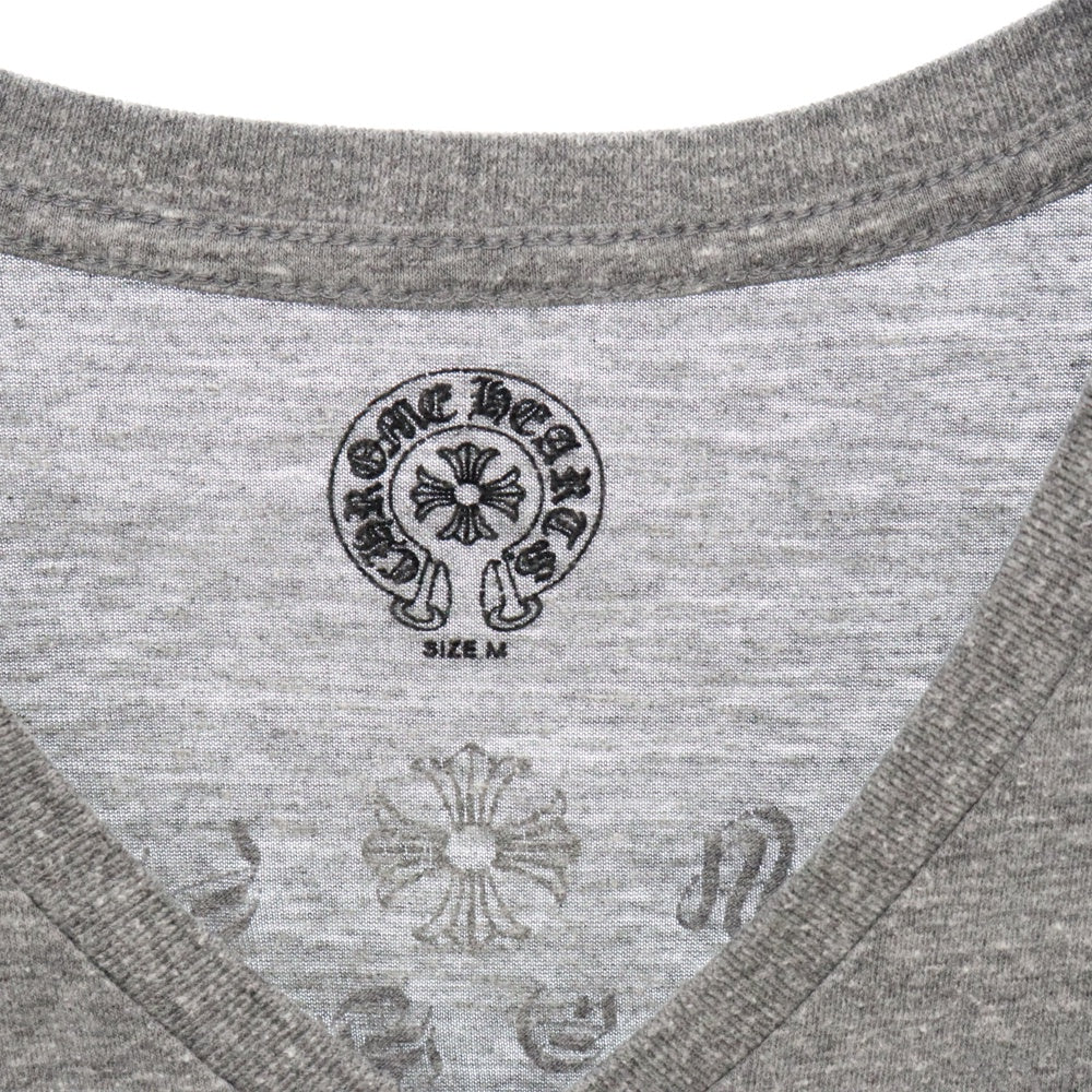 CHROME HEARTS(クロムハーツ) CH S/S TEE バックサークルロゴ プリント Vネック 半袖Tシャツ グレー