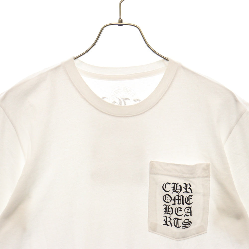 CHROME HEARTS(クロムハーツ) Vertical Logo Tee ヴァーティカルロゴ Tシャツ 胸ポケットロゴ バックロゴ 半袖カットソー ホワイト