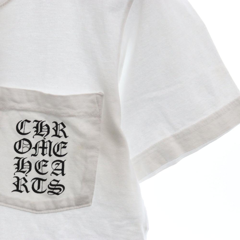 CHROME HEARTS(クロムハーツ) Vertical Logo Tee ヴァーティカルロゴ Tシャツ 半袖 胸ポケットロゴ バックロゴ 縦ロゴ ブラック/ホワイト