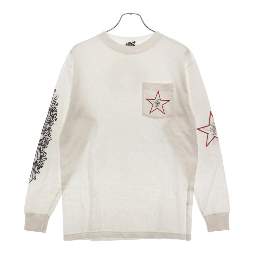 CHROME HEARTS(クロムハーツ) OLD Intellectual Gallery オールドモデル ガルフ インテレクチュアルギャラリー スター クロス プリント ロングスリーブ 長袖Tシャツ ホワイト