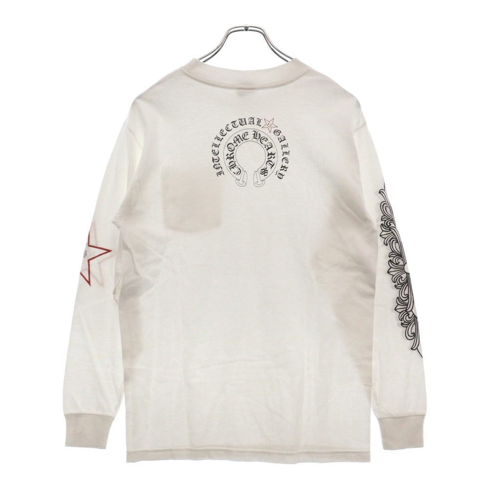 CHROME HEARTS(クロムハーツ) OLD Intellectual Gallery オールドモデル ガルフ インテレクチュアルギャラリー スター クロス プリント ロングスリーブ 長袖Tシャツ ホワイト
