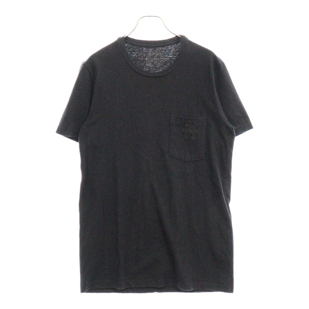 CHROME HEARTS(クロムハーツ) Cross Patch Pocket S/S Tee クロスパッチスクロールラベル ポケット付き 半袖Tシャツ ブラック