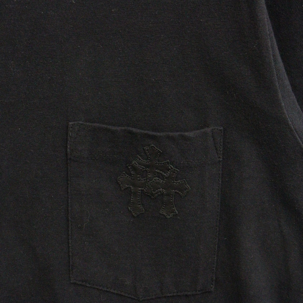 CHROME HEARTS(クロムハーツ) Cross Patch Pocket S/S Tee クロスパッチスクロールラベル ポケット付き 半袖Tシャツ ブラック