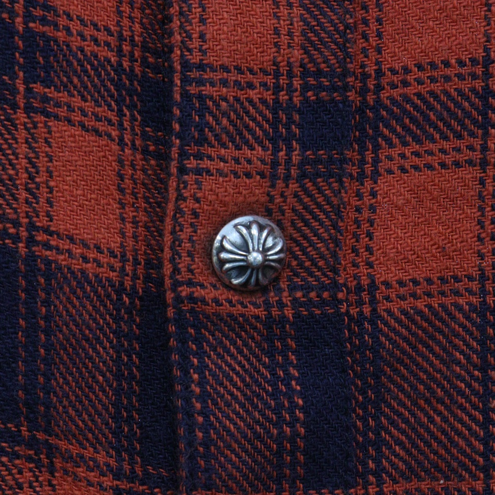 CHROME HEARTS(クロムハーツ) LOOSEENDS LS CHECK ルーズエンド 長袖チェックシャツ クロスボタンシャツ レッド JVPタグ