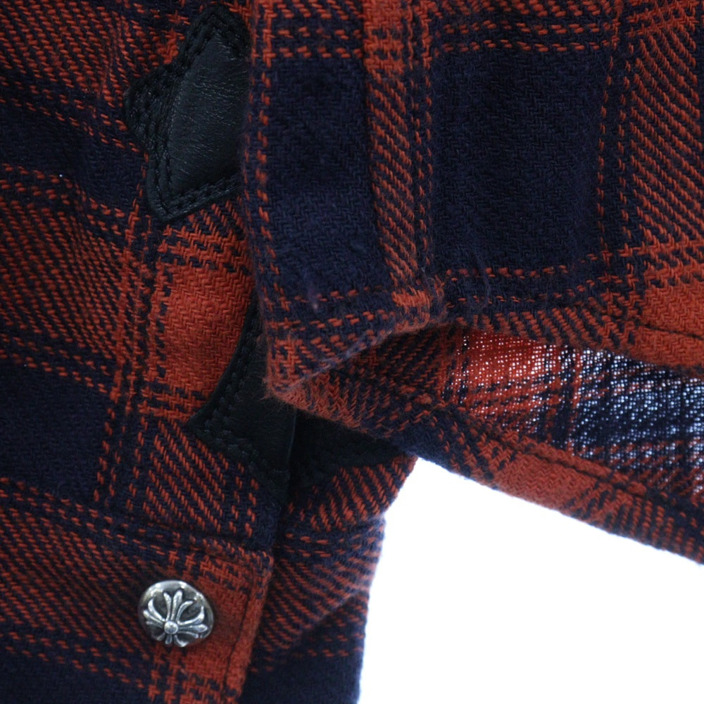 CHROME HEARTS(クロムハーツ) LOOSEENDS LS CHECK ルーズエンド 長袖チェックシャツ クロスボタンシャツ レッド JVPタグ