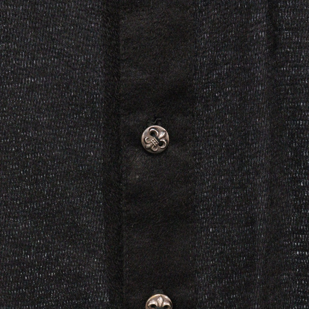 CHROME HEARTS(クロムハーツ) LOOSEENDS LS ルーズエンド 袖クロスパッチクロスボールボタンシルク 長袖シャツ ブラック