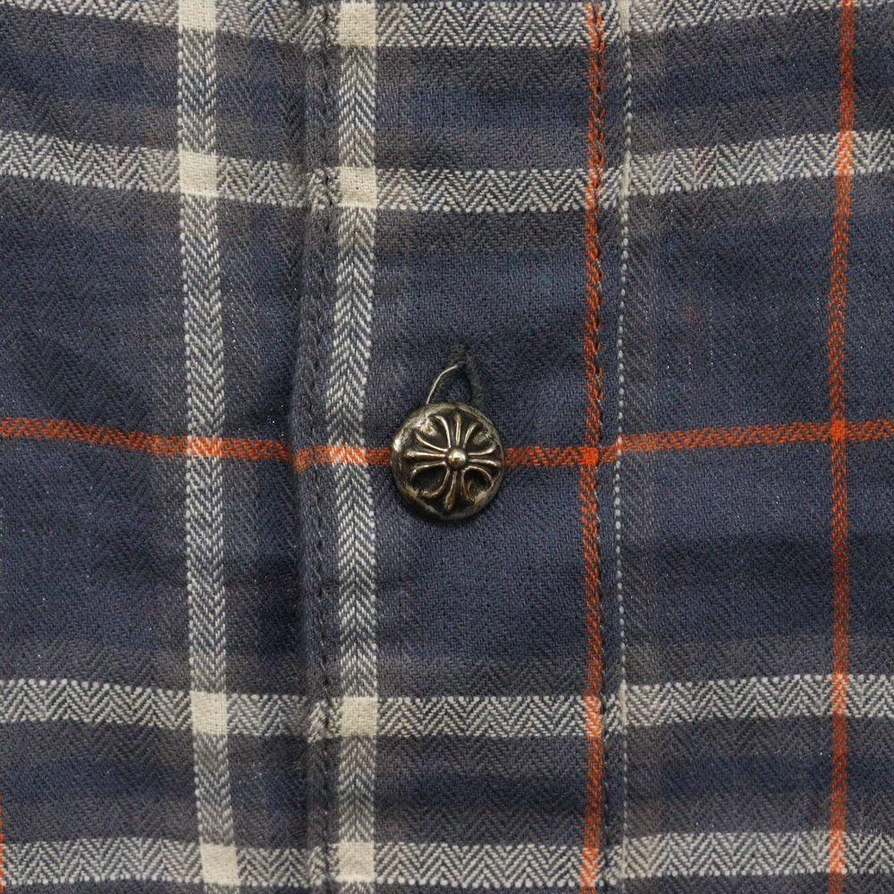 CHROME HEARTS(クロムハーツ) LOOSEENDS LS CHECK ルーズエンド 長袖チェックシャツ クロスボタンシャツ ブルー