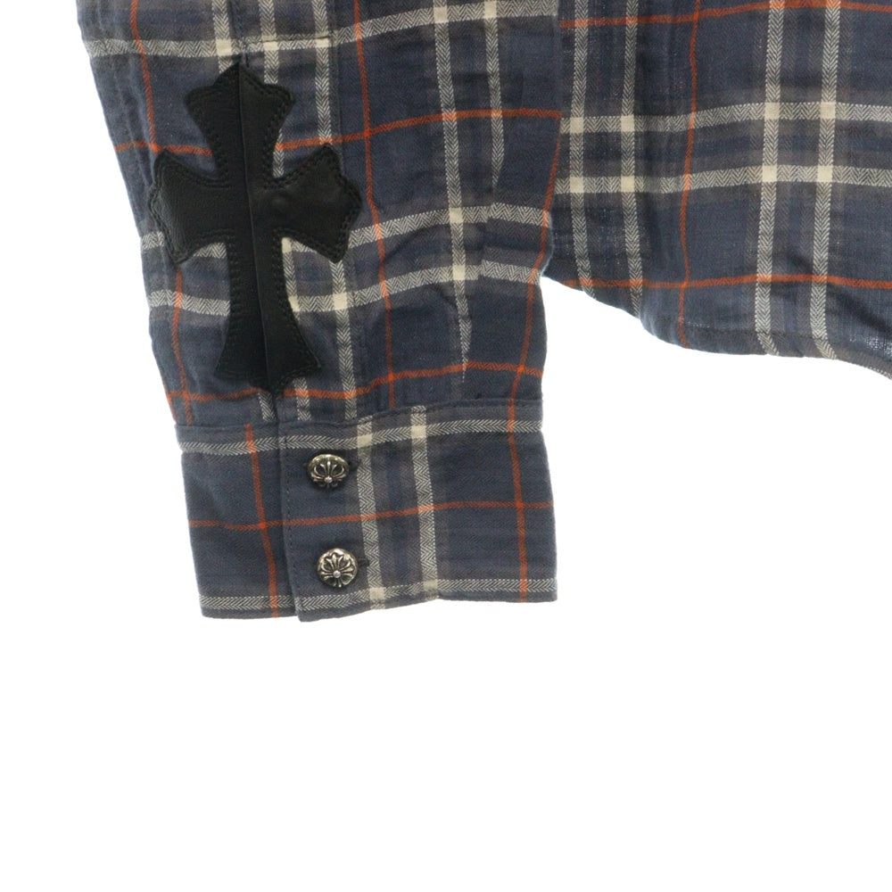 CHROME HEARTS(クロムハーツ) LOOSEENDS LS CHECK ルーズエンド 長袖チェックシャツ クロスボタンシャツ ブルー