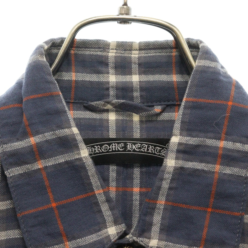 CHROME HEARTS(クロムハーツ) LOOSEENDS LS CHECK ルーズエンド 長袖チェックシャツ クロスボタンシャツ ブルー