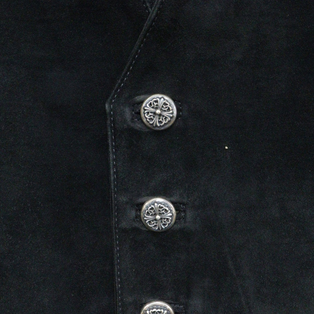 CHROME HEARTS(クロムハーツ) CLASSIC 2B フローラル ボタン レザーベスト ブラック