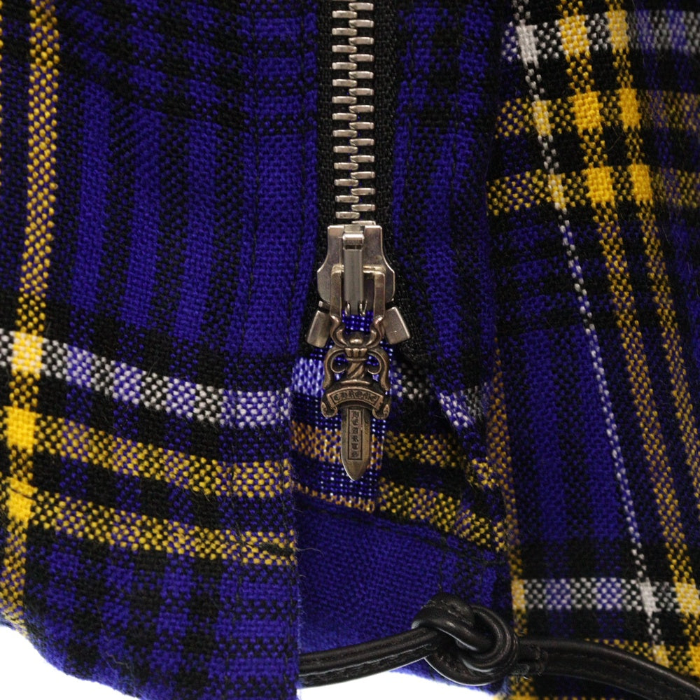CHROME HEARTS(クロムハーツ) EZ RIDER イージーライダー ダガーハーフジップチェック柄プルオーバー長袖シャツ ブルー