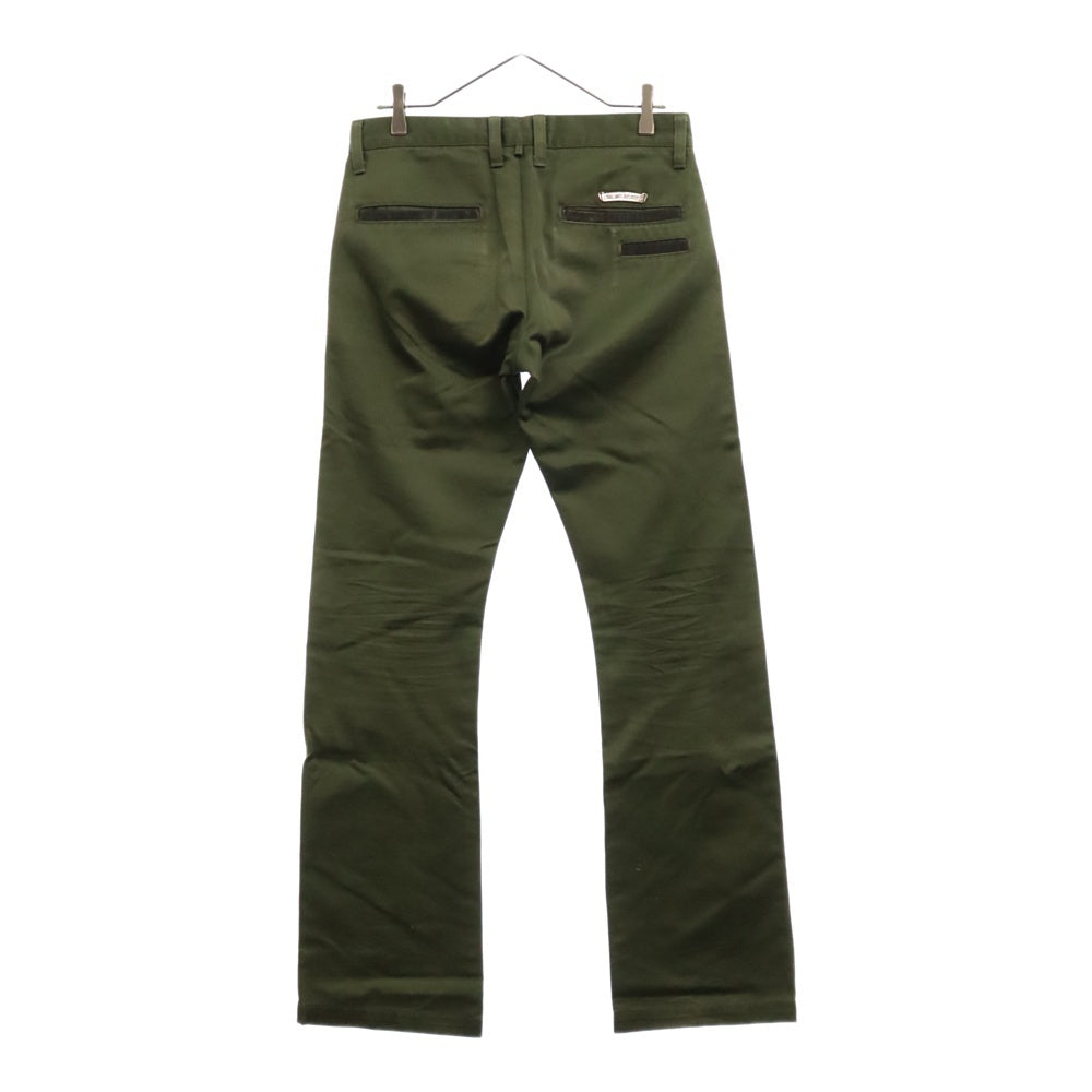 CHROME HEARTS(クロムハーツ) CHINOS チノパンツ ワークパンツ クロスボール レザー切替 ボタンフライ JVPタグ