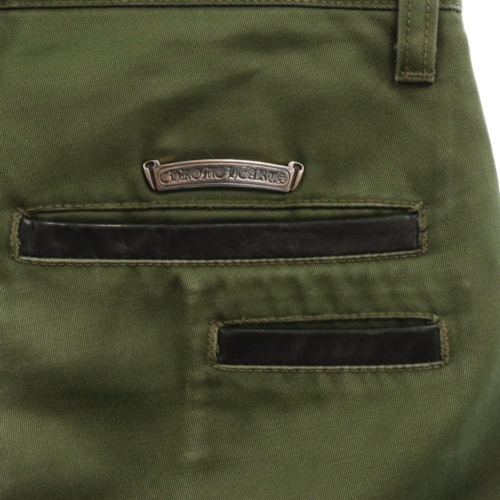 CHROME HEARTS(クロムハーツ) CHINOS チノパンツ ワークパンツ クロスボール レザー切替 ボタンフライ JVPタグ