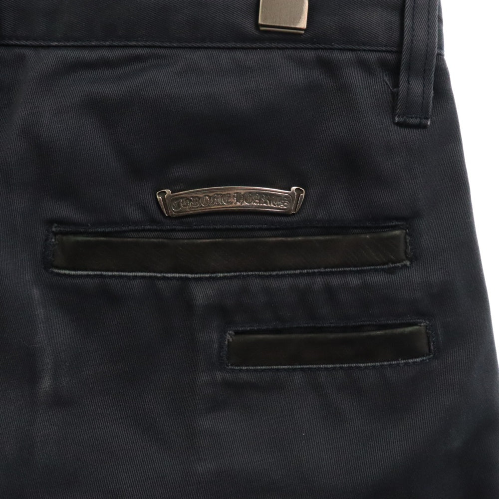 CHROME HEARTS(クロムハーツ) CHINOS チノパンツ ワークパンツ クロスボール レザー切替 ボタンフライ JVPタグ