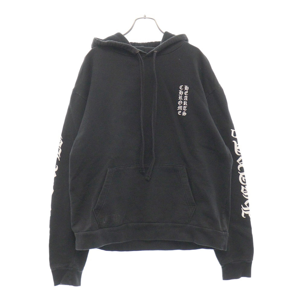 CHROME HEARTS(クロムハーツ) SWTSHRT PLVR 袖英字プリントプルオーバーパーカー ブラック