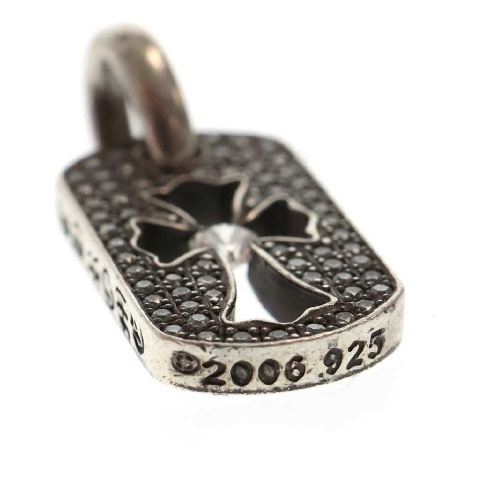 CHROME HEARTS(クロムハーツ) DT TNY CO CRS P/DIA タイニーカットアウトクロスドッグタグ PAVEアフターダイヤ チャーム ペンダントトップ シルバー