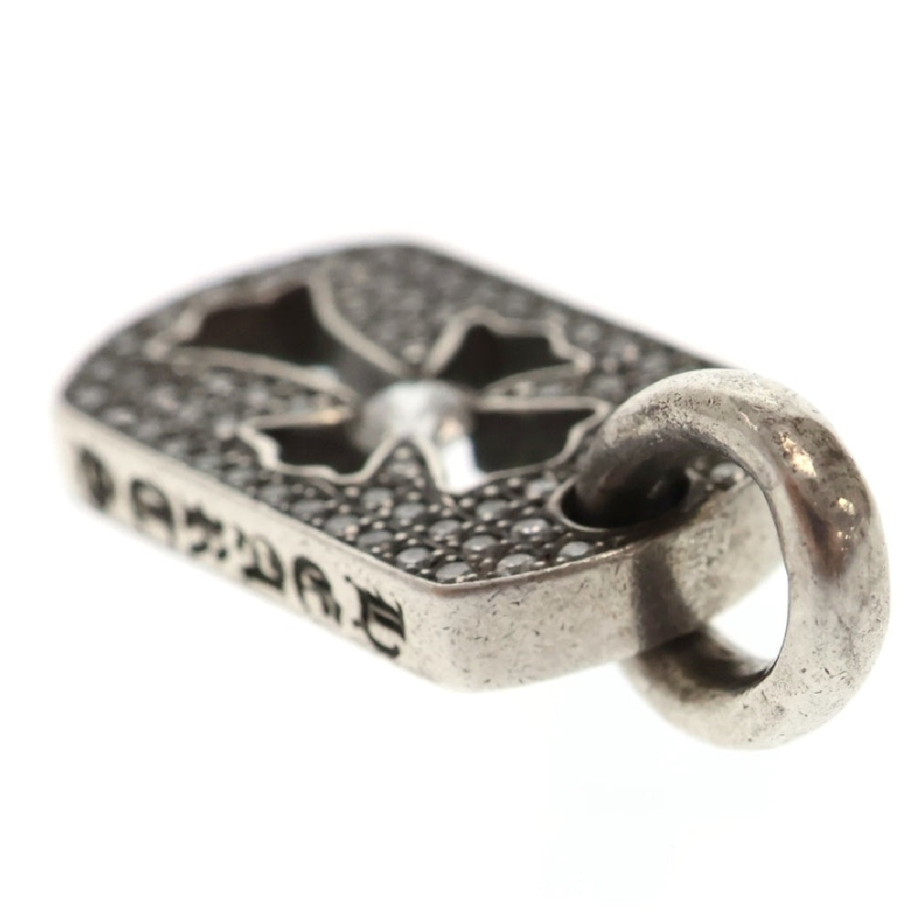 CHROME HEARTS(クロムハーツ) DT TNY CO CRS P/DIA タイニーカットアウトクロスドッグタグ PAVEアフターダイヤ チャーム ペンダントトップ シルバー