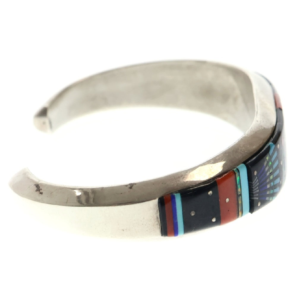 INDIAN JEWELRY(インディアンジュエリー) ナバホ族 Erwin Tsosie アーヴィンツォーシー ビンテージ ターコイズチップインレイ ブレスレットバングル