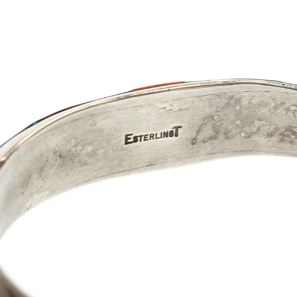 INDIAN JEWELRY(インディアンジュエリー) ナバホ族 Erwin Tsosie アーヴィンツォーシー ビンテージ ターコイズチップインレイ ブレスレットバングル