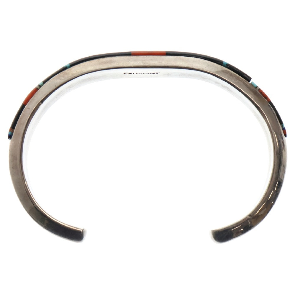 INDIAN JEWELRY(インディアンジュエリー) ナバホ族 Erwin Tsosie アーヴィンツォーシー ビンテージ ターコイズチップインレイ ブレスレットバングル